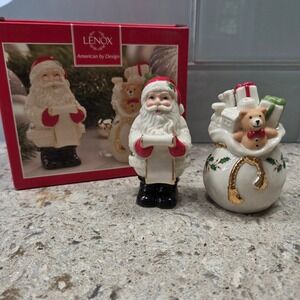 Lenox Santa & Gift Sack Salt Pepper Shakers Christmas American‎ by Design